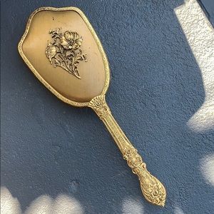 Antique Beautiful Gold Colored Hair Brush